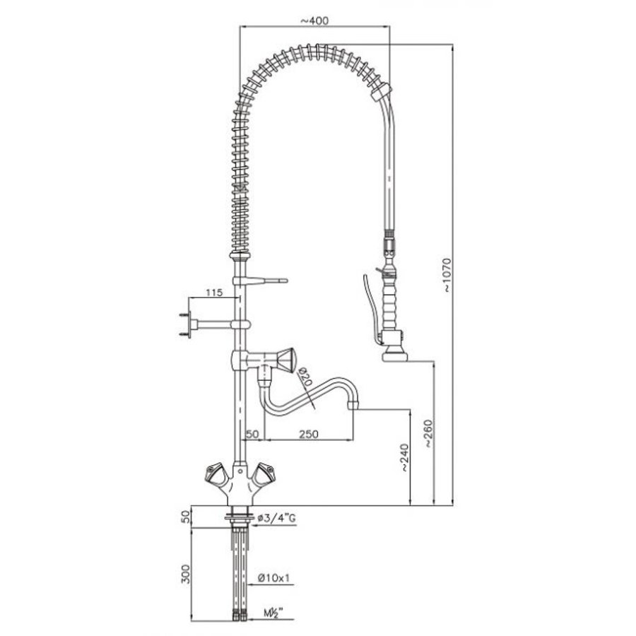 1-hole pre-rinse shower