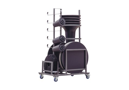  HorecaTraders Chariot de transport Ensemble de vases | 10 pièces | Coup de marteau | 111 x 79 x 173 cm 