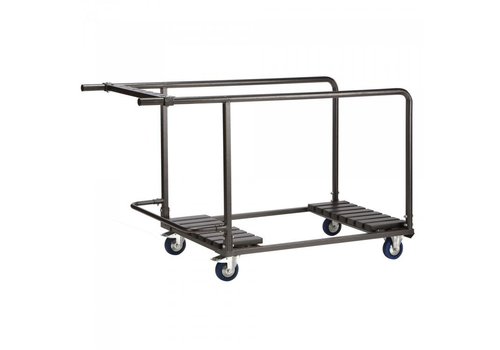  HorecaTraders Chariot de transport Table pliante Ronde | 8 pièces | Coup de marteau | 125 x 78 x 98 cm 