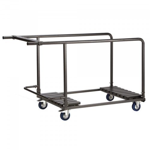  HorecaTraders Chariot de transport Table pliante Ronde | 8 pièces | Coup de marteau | 125 x 78 x 98 cm 