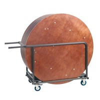 Transport trolley folding table round | 8 pieces | hammered | 125 x 78 x 98 cm