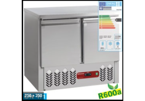  HorecaTraders Cooling table | 2 doors | GN1/1 | 230V | 90 x 70 x 87/89 cm 