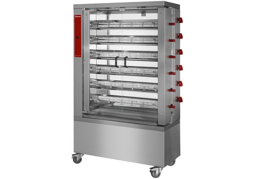  HorecaTraders Rôtissoire à poulet à gaz, 6 broches, sur roulettes (36 poulets) 
