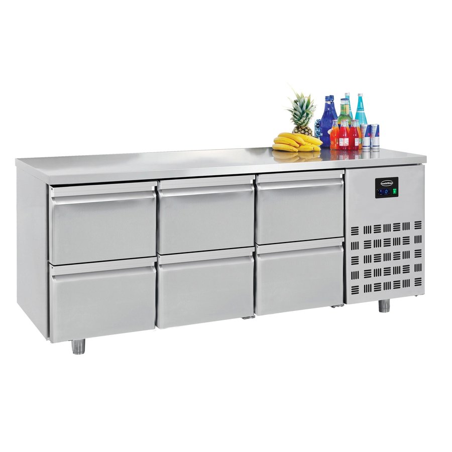 Refrigerated workbench | stainless steel | 6 drawers | 1865 x 700 x 850 cm