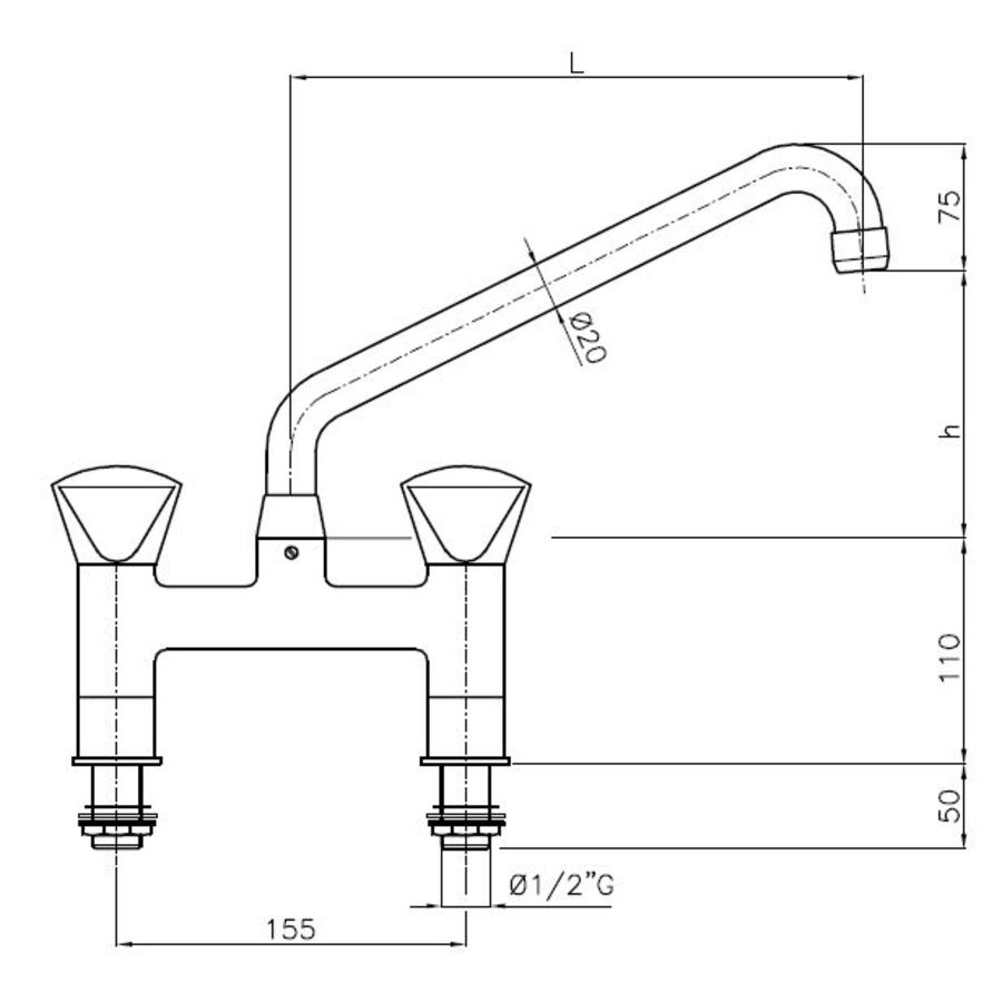 Robinet mitigeur | 40 litres/min. | 2 boutons rotatifs