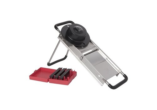  HorecaTraders Gemüseschneider | Edelstahl | Mandoline | 4-Klingen-Kämme 