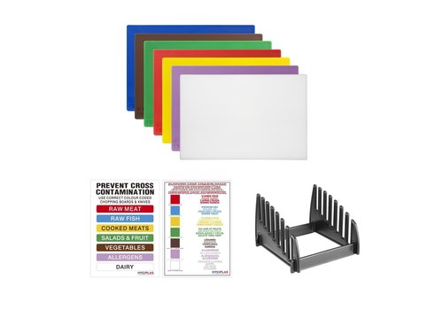  Hygiplas Planches à découper | 7-ensemble | Plastique | 450 x 300 x 10 mm 