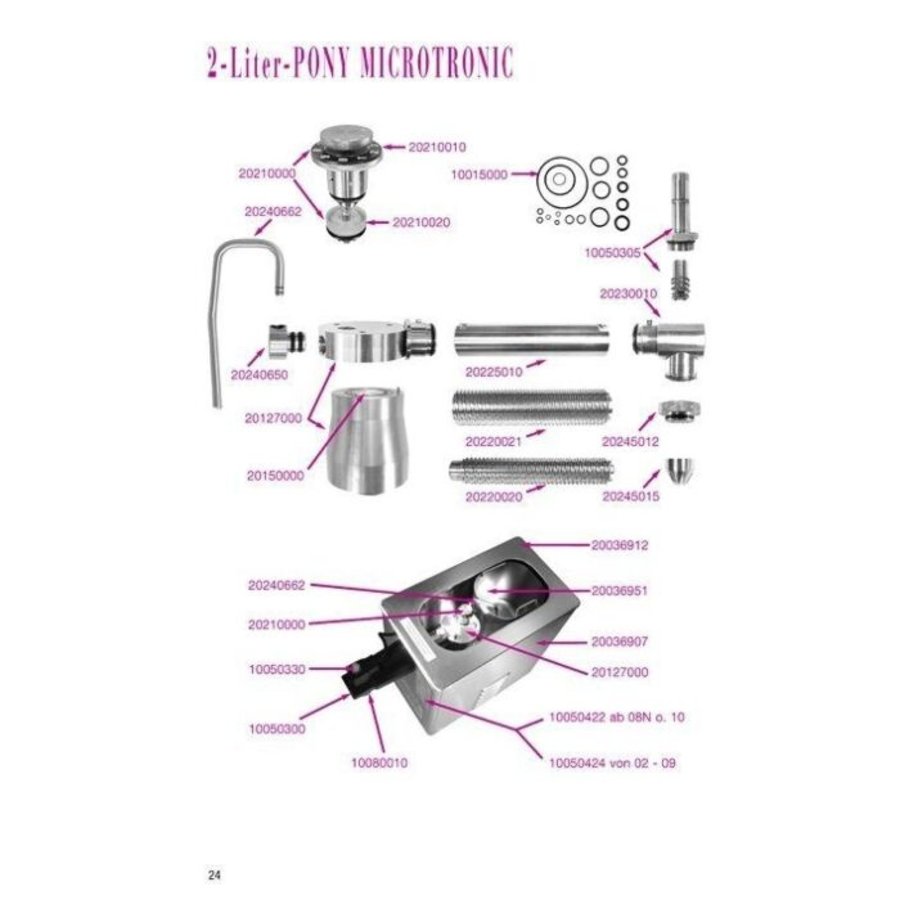 Whipped cream machine Mussana | 2 Liter Pony | 230x440x390mm