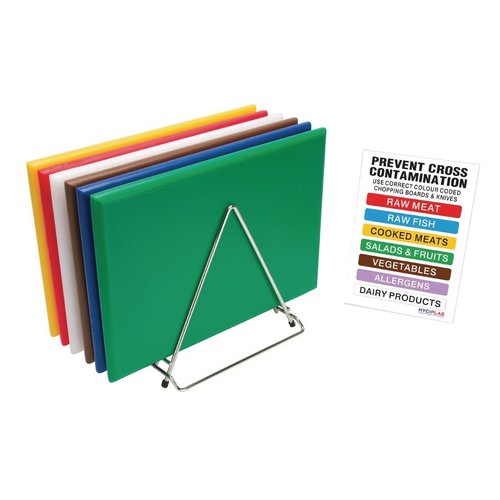  Hygiplas Ensemble de planches à découper en plastique avec support | 455 x 305 x 25 mm 
