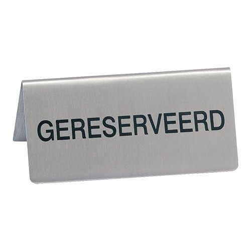  HorecaTraders Panneau de table RÉSERVÉ | acier inoxydable | 4,5 x 10 x 5,6 cm 