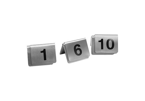  HorecaTraders Table sign number set | 01~10 | stainless steel 