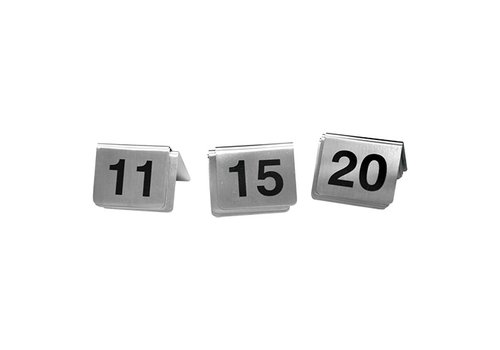  HorecaTraders Table sign number set | 11~20 | stainless steel 