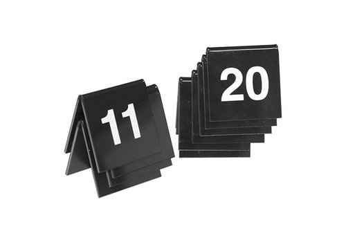  HorecaTraders Table sign number set | 11~20 | Plastic | Black 