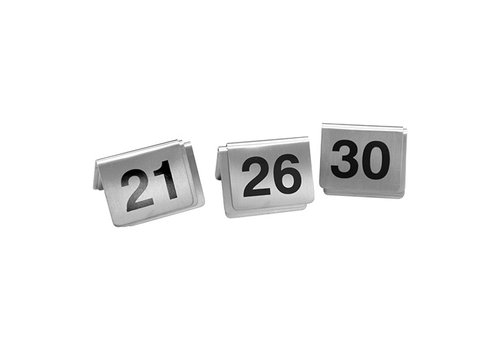  HorecaTraders Table sign number set | 21~30 | stainless steel 