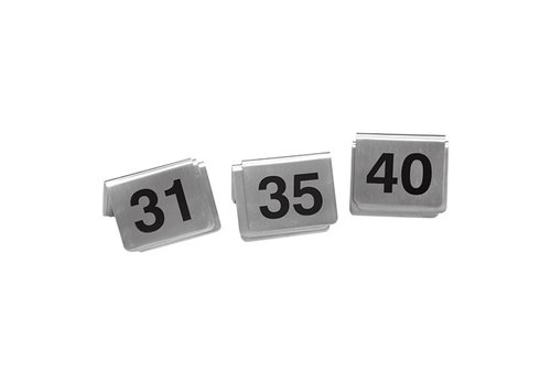  HorecaTraders Table sign number set | 31~40 | stainless steel 