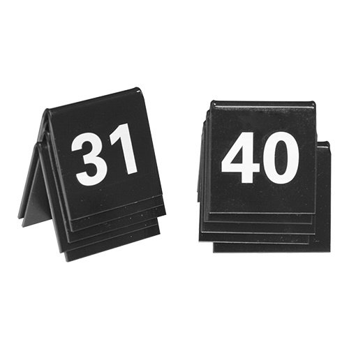 HorecaTraders Tafelbordnummer set | 31~40 | Kunststof | Zwart 