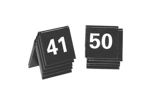  HorecaTraders Ensemble de numéros de table | 41~50 | Plastique | Noir 