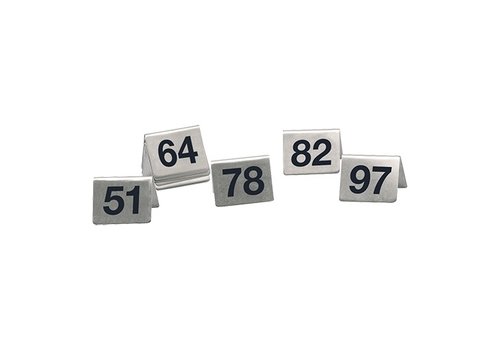  HorecaTraders Table sign number set | stainless steel | 51~100 