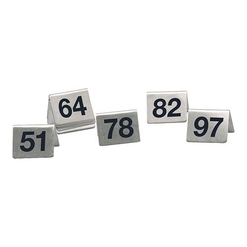 HorecaTraders Ensemble de numéros de table | acier inoxydable | 51~100 
