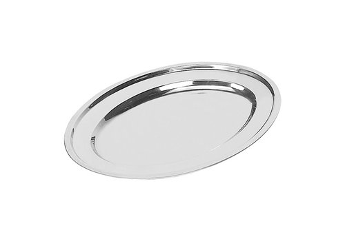  HorecaTraders Serviertablett | Edelstahl | Oval | 0,4 kg | 30 x 21 cm 