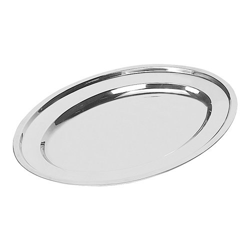  HorecaTraders Serviertablett | Edelstahl | Oval | 0,4 kg | 30 x 21 cm 