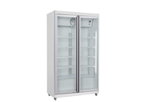  HorecaTraders réfrigérateur | 2 portes vitrées | Éclairage LED | Forcé | 1027 x 459 x 1755 mm 