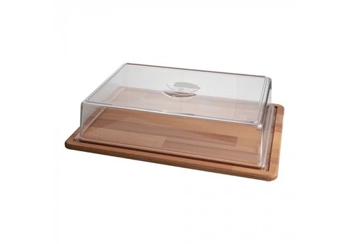  HorecaTraders Serviertablett | Holz | Kunststoffhaube | 39 x 29 cm 