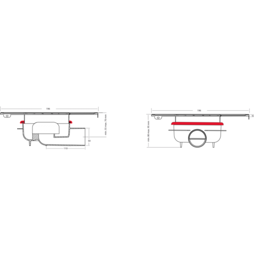 Drainer | acier inoxydable | ABS | 200 x 200 mm
