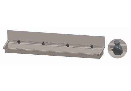  HorecaTraders Bac à laver en acier inoxydable 304 avec 4 robinets | 240x19,7x47,4 cm 