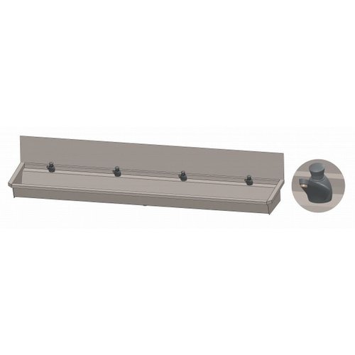  HorecaTraders Bac à laver en acier inoxydable 304 avec 4 robinets | 240x19,7x47,4 cm 