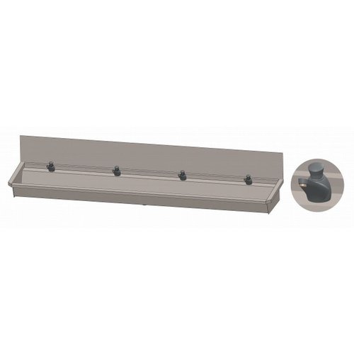  HorecaTraders SS 304 Washing trough with 4 taps | 240x19.7x47.4 cm 