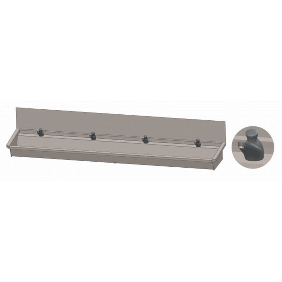 Bac à laver en acier inoxydable 304 avec 4 robinets | 240x19,7x47,4 cm