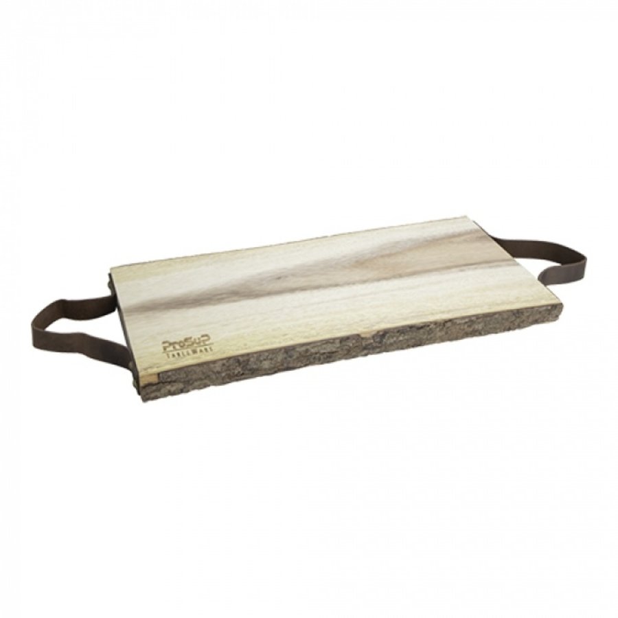 Serving tray | Wood | Leather | 46 x 23 cm