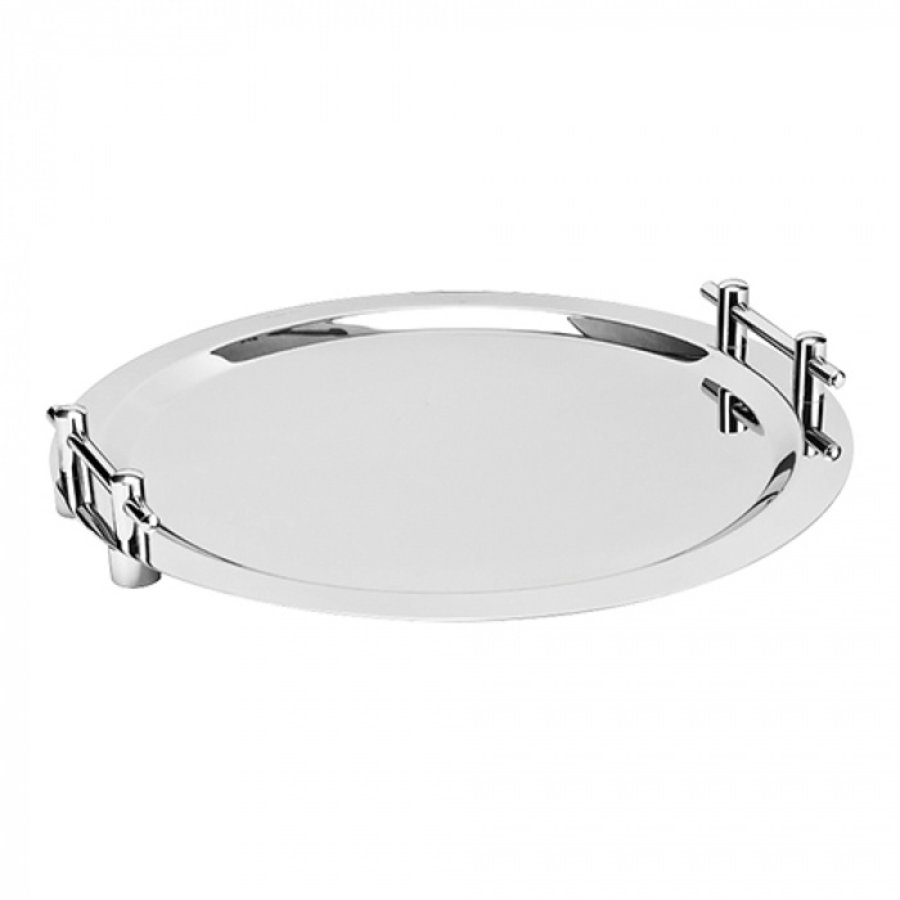 Plateau de service | rond | Poignées | acier inoxydable | Ø50 cm