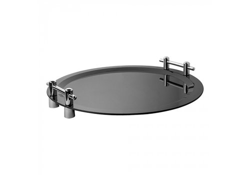  HorecaTraders Serviertablett | rund | Schwarz | Kunststoff | Ø50 cm 