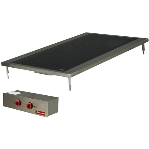 HorecaTraders Cuisinière électrique avec 2 plaques vitrocéramiques 4600Watt | Intégré   HorecaTraders Cuisinière électrique avec 2 plaques vitrocéramiques 4600Watt | Intégré