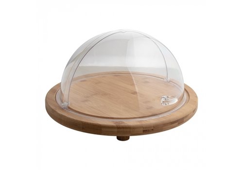  HorecaTraders Serviertablett | Holz | Rolltop-Abdeckung aus Kunststoff | Ø38 cm 