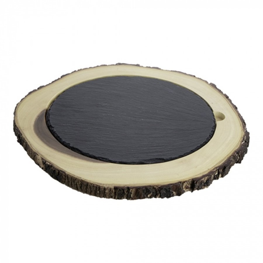 Plateau de service | Bois | ardoise | Ø37~42cm