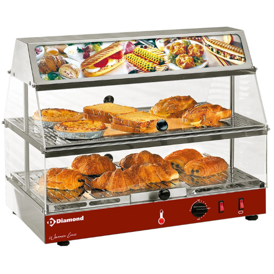 Vitrine sandwich avec caisson lumineux | 2 étages