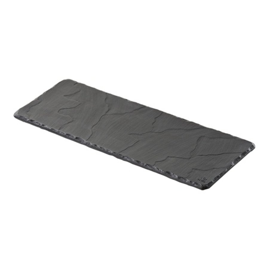 Serviertablett | Porzellan | Schieferdesign | Schwarz | 30 x 11 cm