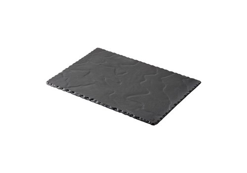  HorecaTraders Plateau de service | Porcelaine | Conception en ardoise | Noir | 30 x 20 cm 
