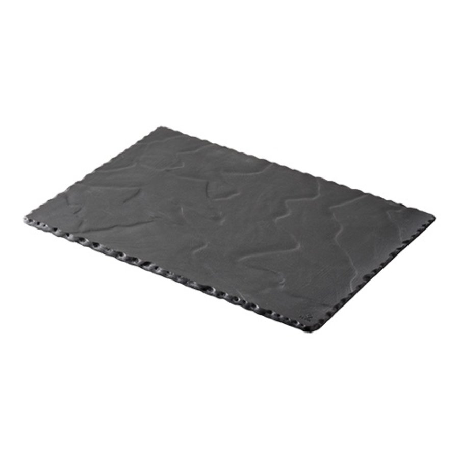 Serviertablett | Porzellan | Schieferdesign | Schwarz | 30 x 20 cm