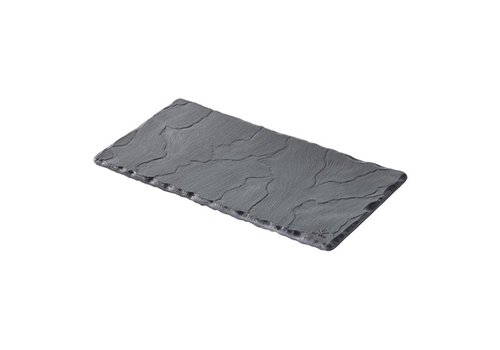  HorecaTraders Plateau de service | Porcelaine | Conception en ardoise | Noir | 20 x 10 cm 