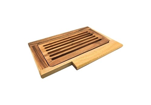  HorecaTraders Broodsnijplank | Hout | Kruimelvanger | 38 x 26 cm 