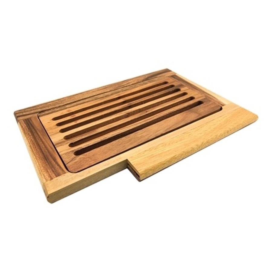 Planche à découper le pain | Bois | Ramasse-miettes | 38 x 26 cm