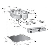 Elektrisch dubbele inbouw friteuse | 2x10 L | 400 V / 14,5 kW