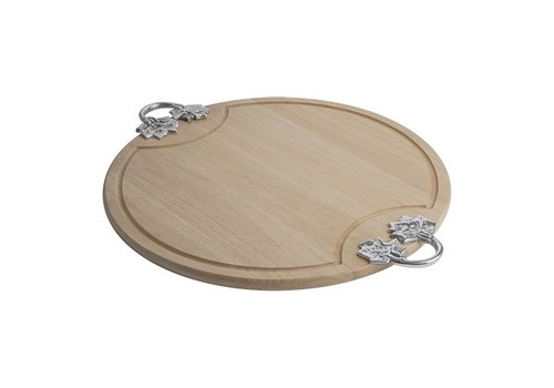  HorecaTraders Cutting board | Wood | Groove | Handles | Ø52 cm 