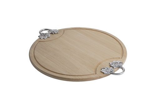  HorecaTraders Cutting board | Wood | Gully | Handles | Ø52 cm 