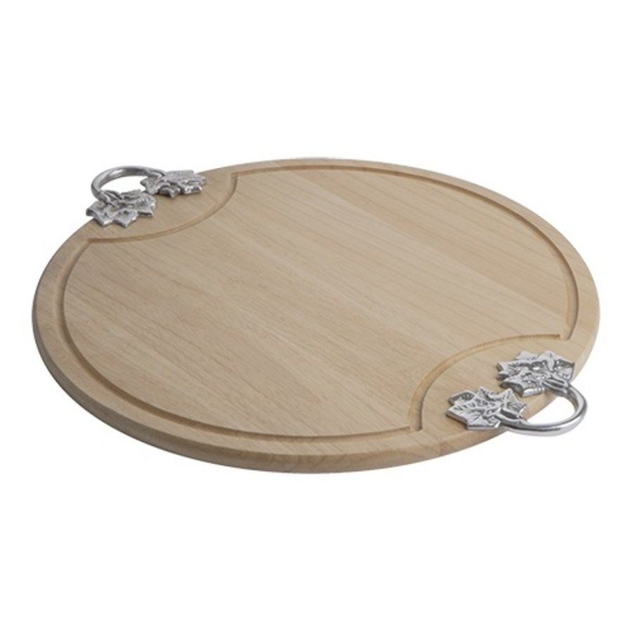 Cutting board | Wood | Groove | Handles | Ø52 cm