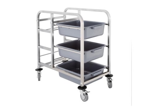  Vogue Chariot de débarras pour traiteur | 90x82x44 cm | 3 Cuisson | 2 roues freinées 
